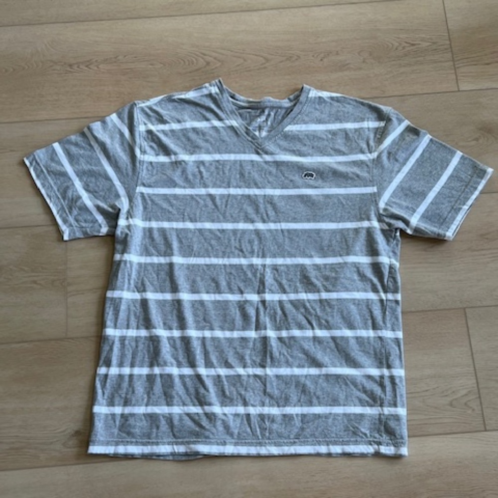 Ecko UNLTD 1 Gray&White Striped tee and 1 Gray&Orange Striped short sleeve